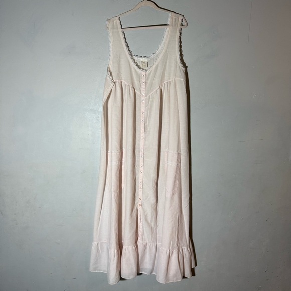 VTG Texsheen Lingerie Cottagecore Praireie Lace Cotton Nightgown - Picture 7 of 7